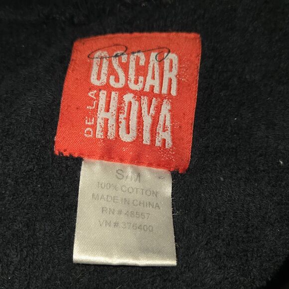 Oscar De La Hoya Mens Small Medium Bathrobe Black Hooded Boxing Athletic Lounge - Picture 2 of 13